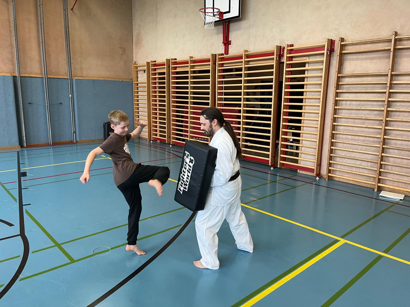 Fußstoß auf Schlagpolster